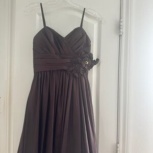 Watters & Watters Strapless Brown Bridesmaid Dress with Floral Detail